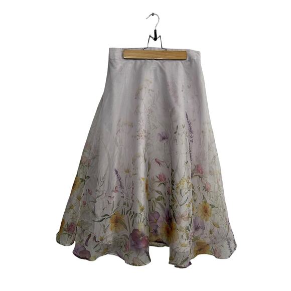 Romantic floral midi skirt Rachel‎ Zoe cottagecore garden party S - Picture 1 of 6